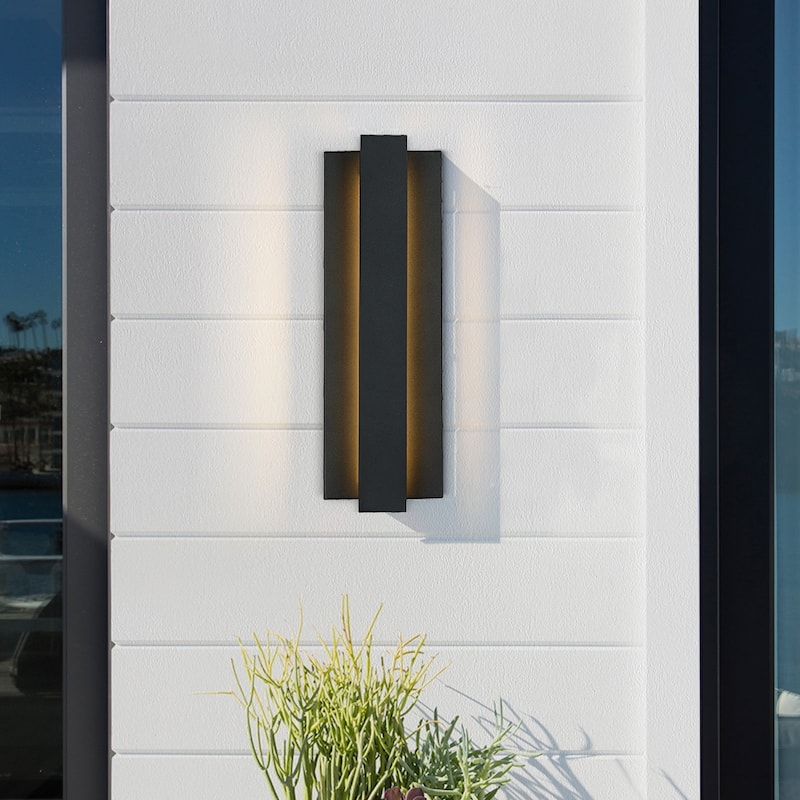 Reflect Black Modern LED Outdoor Wall Sconce Light - 24"H