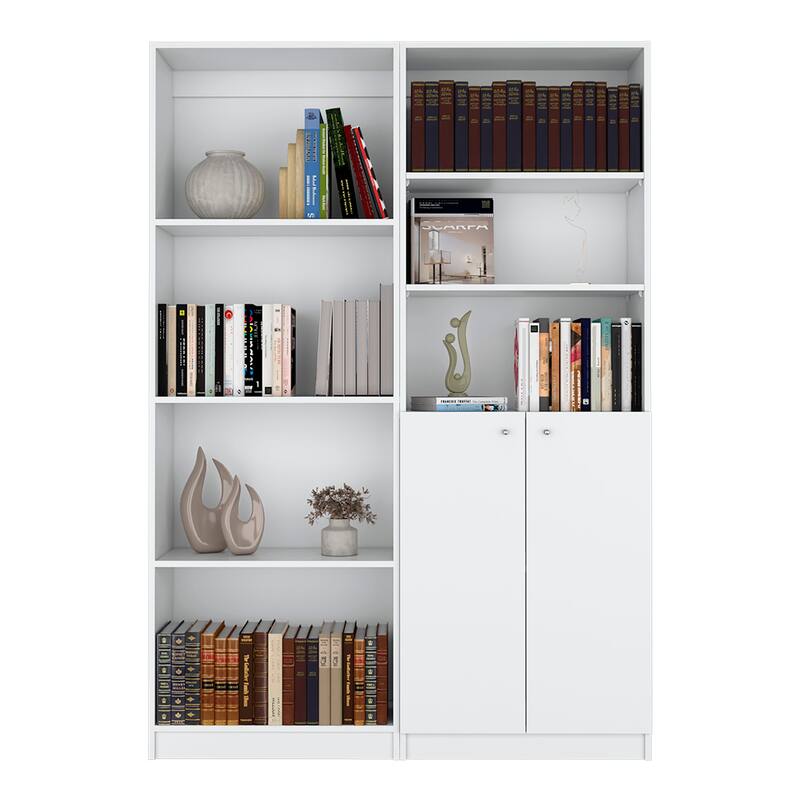 2 Piece Living Room Set with 2 Bookcases for Office,Living Room ,Apartment,Easy To Assemble ,White - White