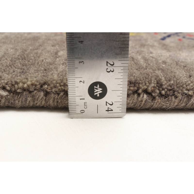 ECARPETGALLERY Hand Loomed Kashkuli Gabbeh Grey Wool Rug - 3'10 x 5'9