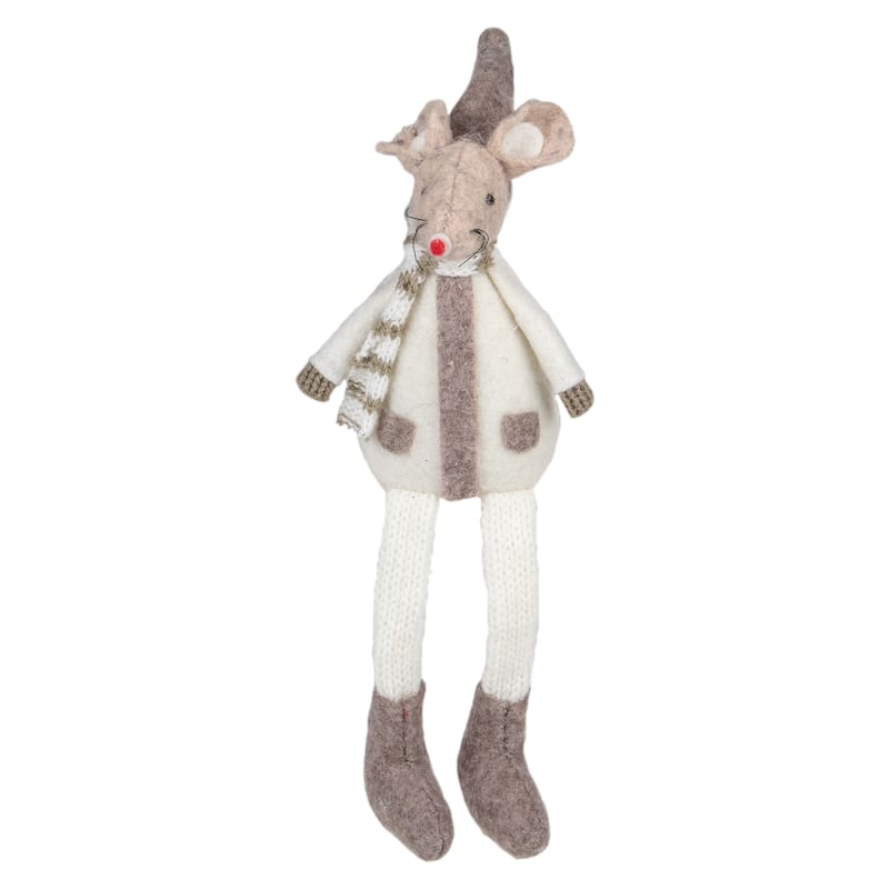 9.5" Sitting Plush Christmas Mouse Figure