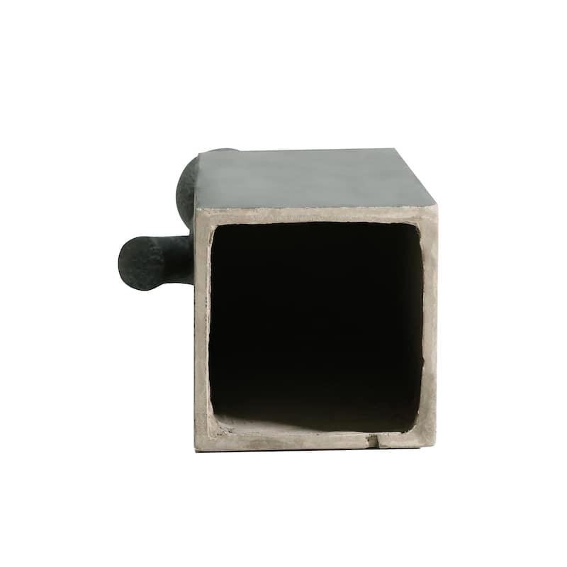 Gray Resin Modern Sculpture Pedestal Outdoor Fountain with LED Light