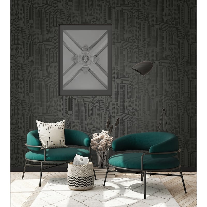 Seabrook Designs Manhattan Skyline Nonwoven Unpasted Wallpaper
