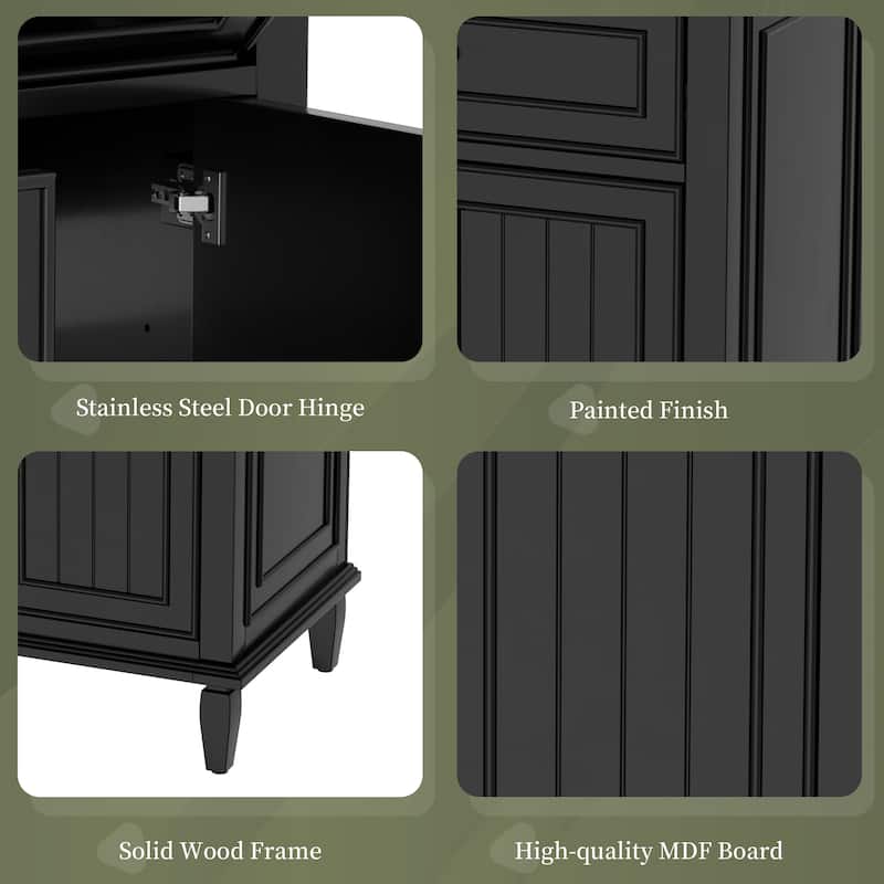 GDFStudio - Sophia 24-Inch Bathroom Vanity with Ceramic Sink, Flip Drawer and Adjustable Storage