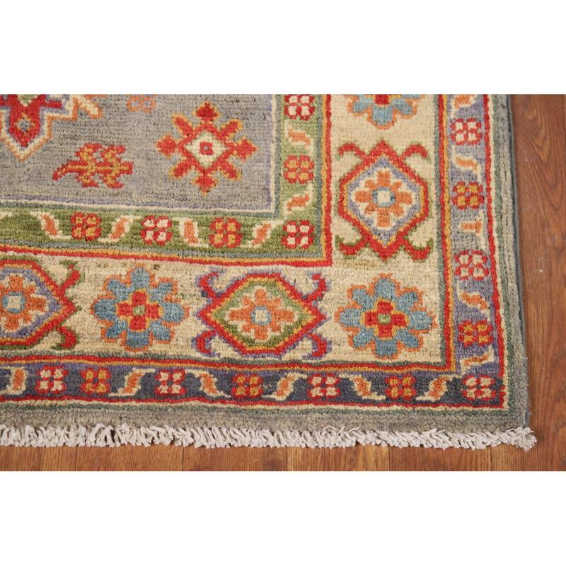 Gray Kazak Traditional Foyer Rug Handmade Wool Carpet - 2'9"x 4'3"