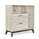 preview thumbnail 12 of 29, 37.5" Modern Cabinet with Cubby Shelves,2 Drawers and Splayed Legs Oak