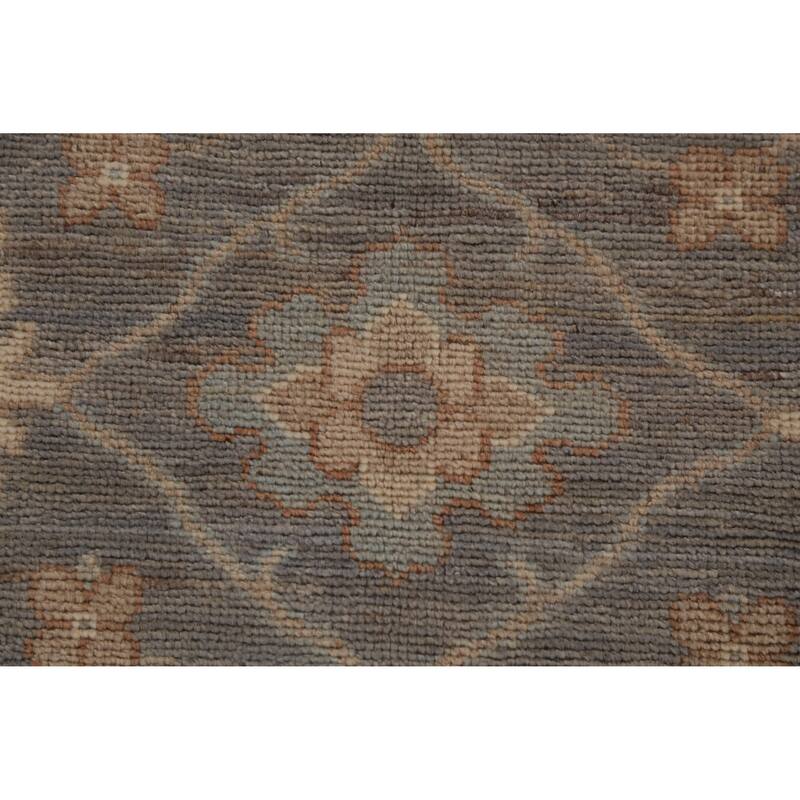 Hand Knotted Oriental 100% Wool Carpet Transitional All-Over Greys & Charcoal Oushak Area Rug - 11' 11'' X 9' 3''