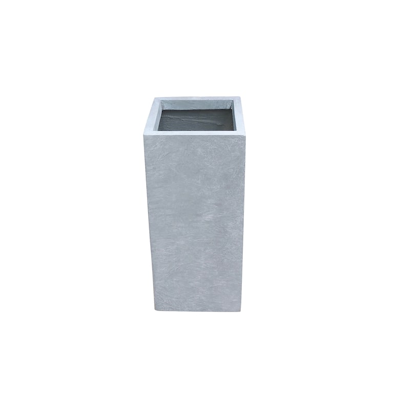 Kante Lightweight Concrete Modern Rectangle Outdoor Planter, 20 Inch Tall, Slate Gray