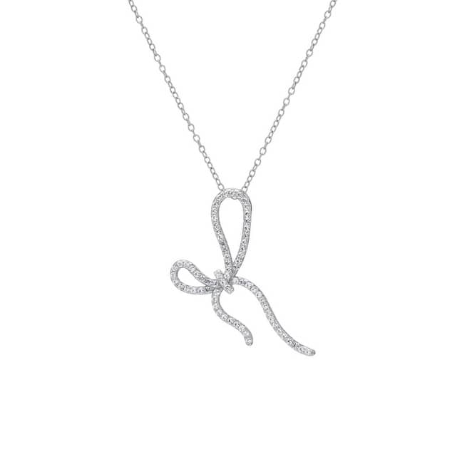 Victoria Townsend .925 Sterling Silver Lab White Sapphire Sideways Bow Pendant