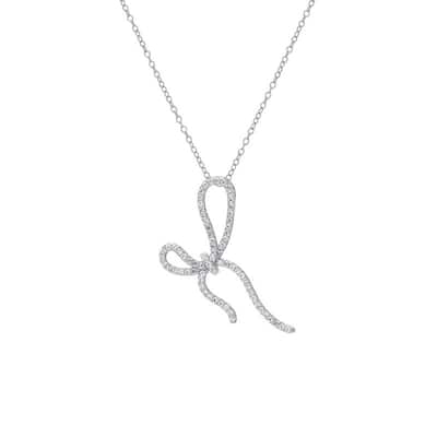 Victoria Townsend .925 Sterling Silver Lab White Sapphire Sideways Bow Pendant