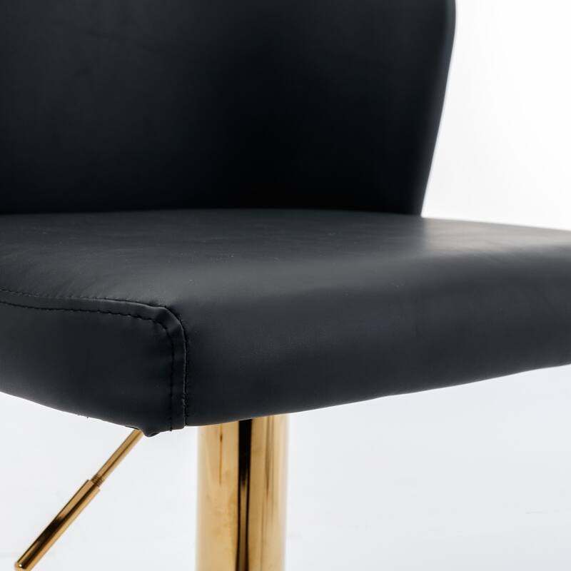 Modern Swivel Barstools, Tufted Back Upholstered Dining Chair, Leather High Bar Chair Adjustable Height, Set of 2