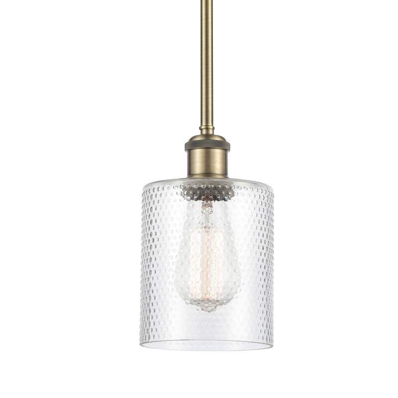 Innovations Lighting 516-1S-8-5 Cobbleskill Pendant Cobbleskill 5" - Clear / Antique Brass
