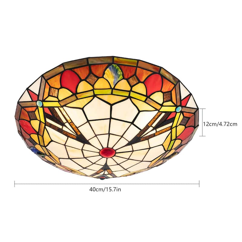 Stained Glass Flush Mount Tiffany Ceiling Light Entryway Lighting