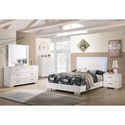 Felicity Glossy White Bedroom Set with LED Lighting