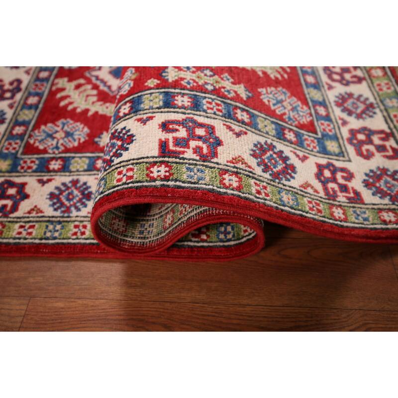 Red Traditional Kazak Oriental Accent Rug Hand-Knotted Wool Carpet - 2'7" x 4'2"