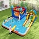 preview thumbnail 2 of 8, Gymax Giant Water Slide Bounce House w/Climbing Wall Splash Pool 750W