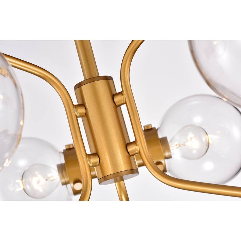Jayda 6-Light Geometric Metal Frames Semi-Flush Mount with Glass Globe Shades