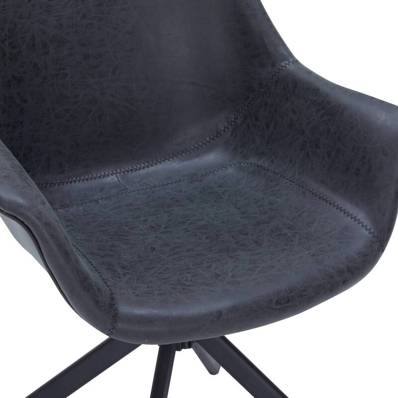 Markley Leather Swivel Dining Armchair with Black Iron Base - Accent Dining Chair for Kitchen and Dining Room Set of 4