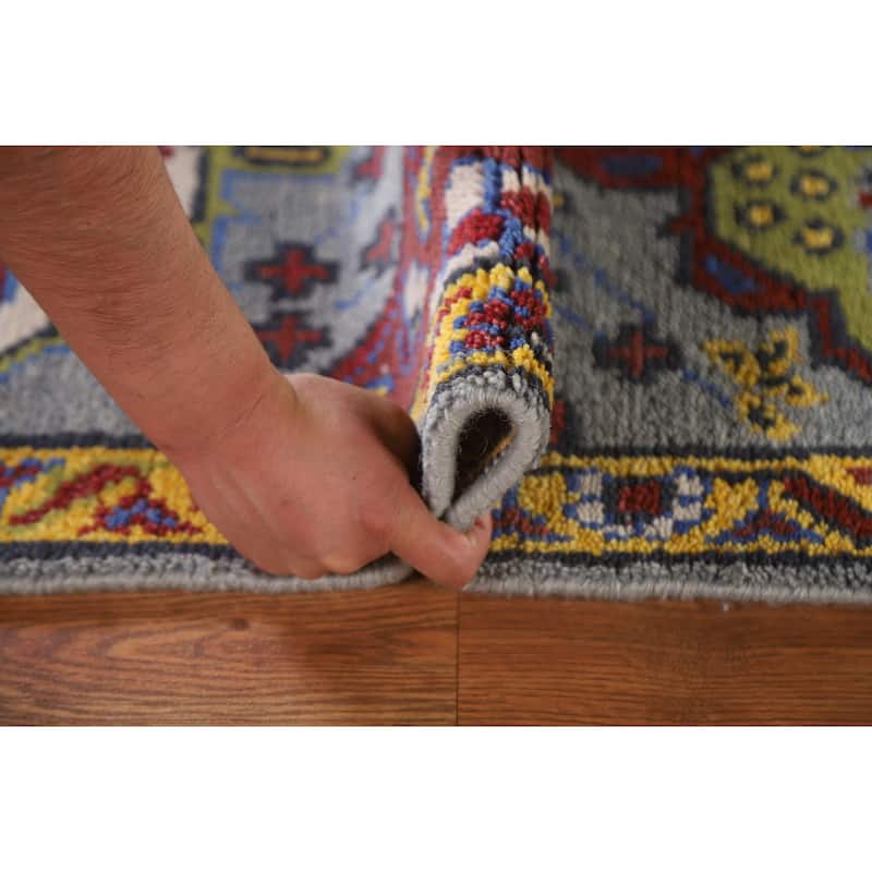 Geometric Kazak Indian Accent Area Rug Handmade Wool Carpet - 2'6"x 5'10"