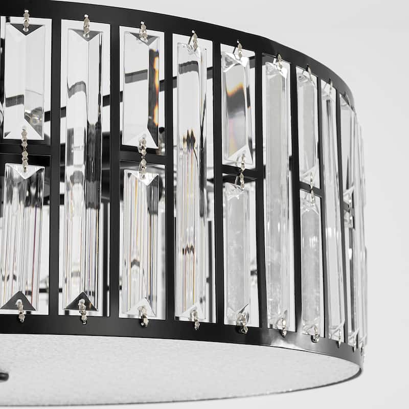 6-Light Modern Industrial Drum Crystal Chandelier for Dining Room/Bedroom - 19.69 in. W x 7.09 in. H