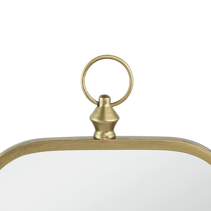 Notch Edged Wall Mirror with Ring - 36" - Gold