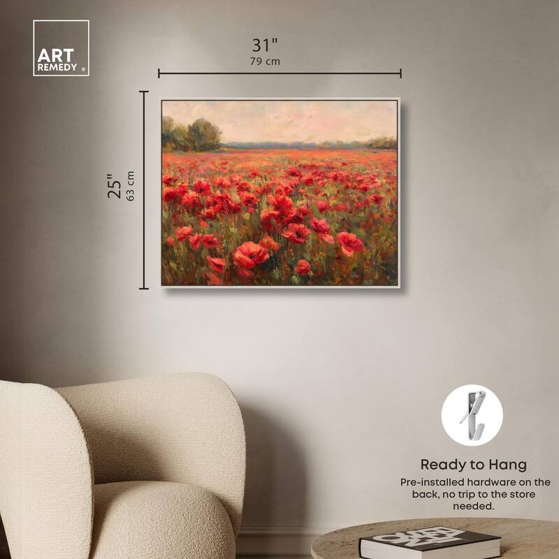 Sea of Red Poppies II Canvas by Art Remedy