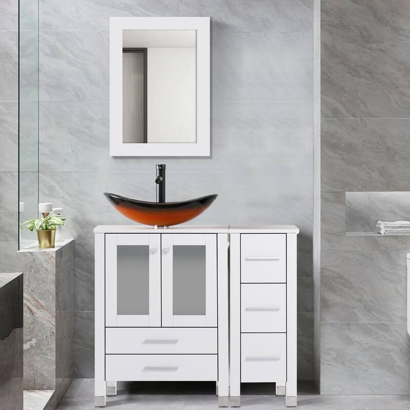36" Bathroom Vanity with Sink Set Side Cabinet