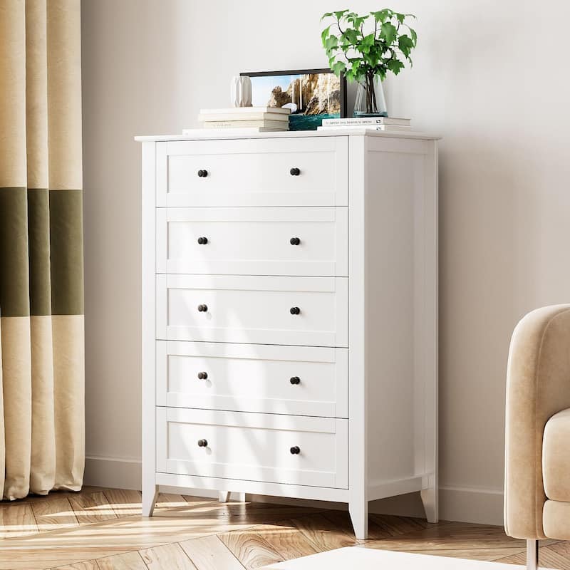 5 Drawer Dresser for Bedroom - White - 5-drawer
