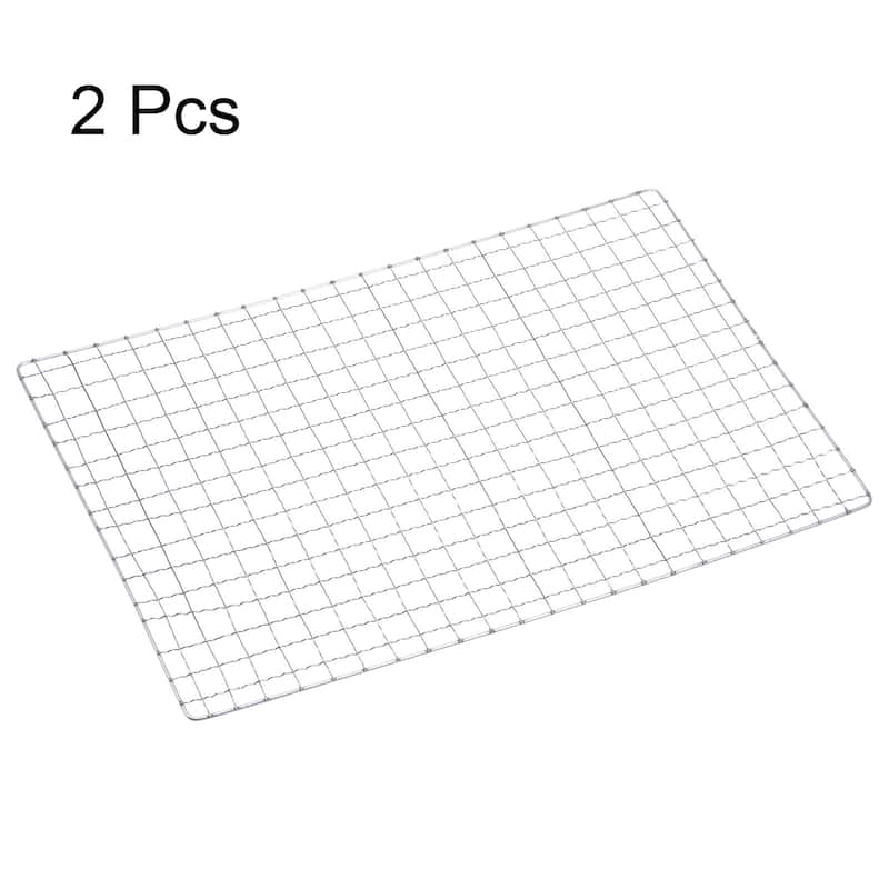 2pcs Square BBQ Grill Net 7.9"x11.8" Galvanized Iron Barbecue Mesh for Baking