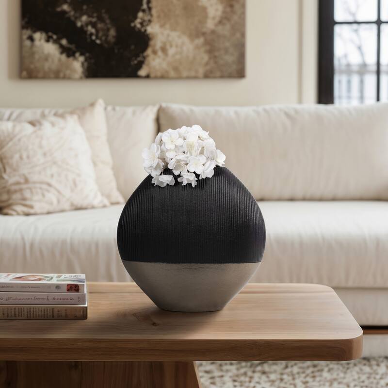 Modern Round Metal Table Vase - Flower Vase - Copper - 14.01"