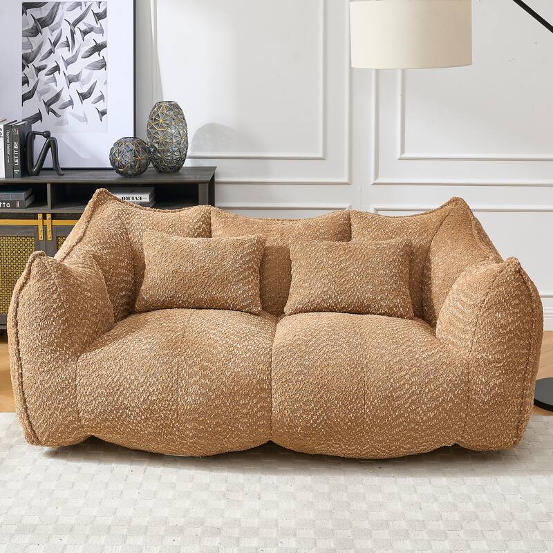 Modern Chenille 2-Seater Bean Bag Chair Recliner Sofa with Armrests for Living Room Lounge Bedroom