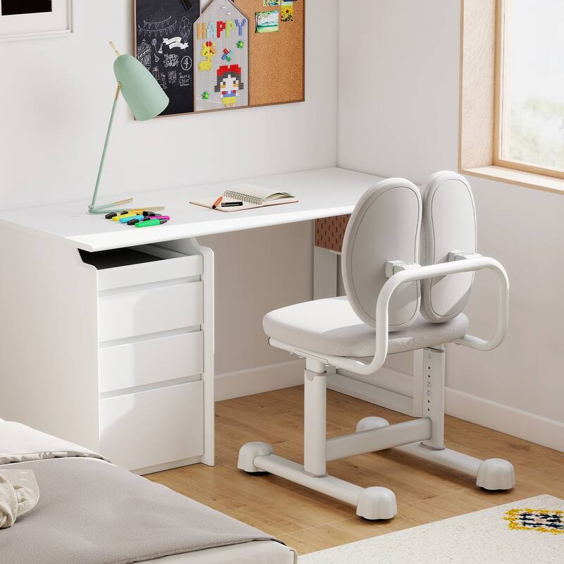 Adjustable Kids Desk Chair with Ergonomic Backrest Padded Foam Seat Metal Frame for Study and Play Ages 3 Plus