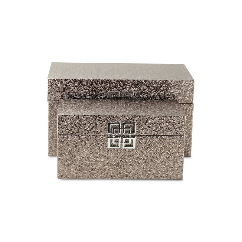 Galena White Shagreen Double Happiness Storage box Set of 2