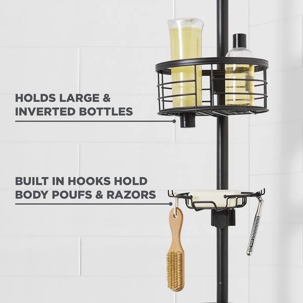 RustResistant Tension Pole Shower Caddy, 3 Shelves, Oil Rubbed Bronze Finish Bed Bath