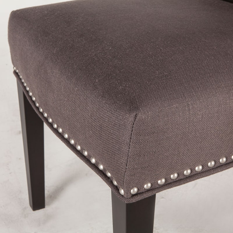 Quincy Set of Two Charcoal Grey Dining Chairs with Nailhead Trim