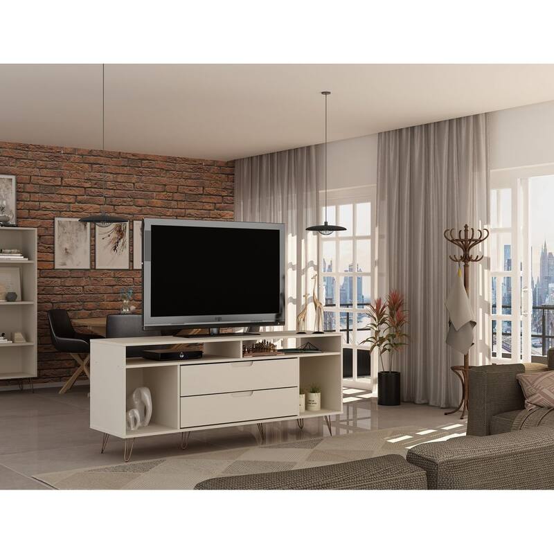 Manhattan Comfort Rockefeller 62.99 In. Metal Leg Media Cabinet Console
