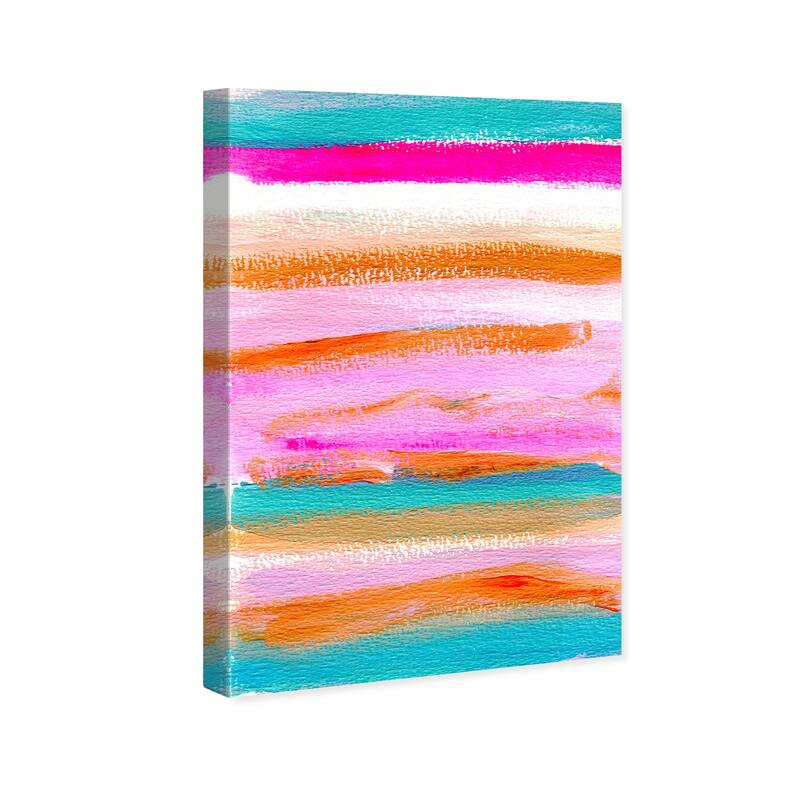 Wynwood Studio Abstract Deep Waters Pink and Turquoise Modern & Contemporary Wall Art Canvas Print