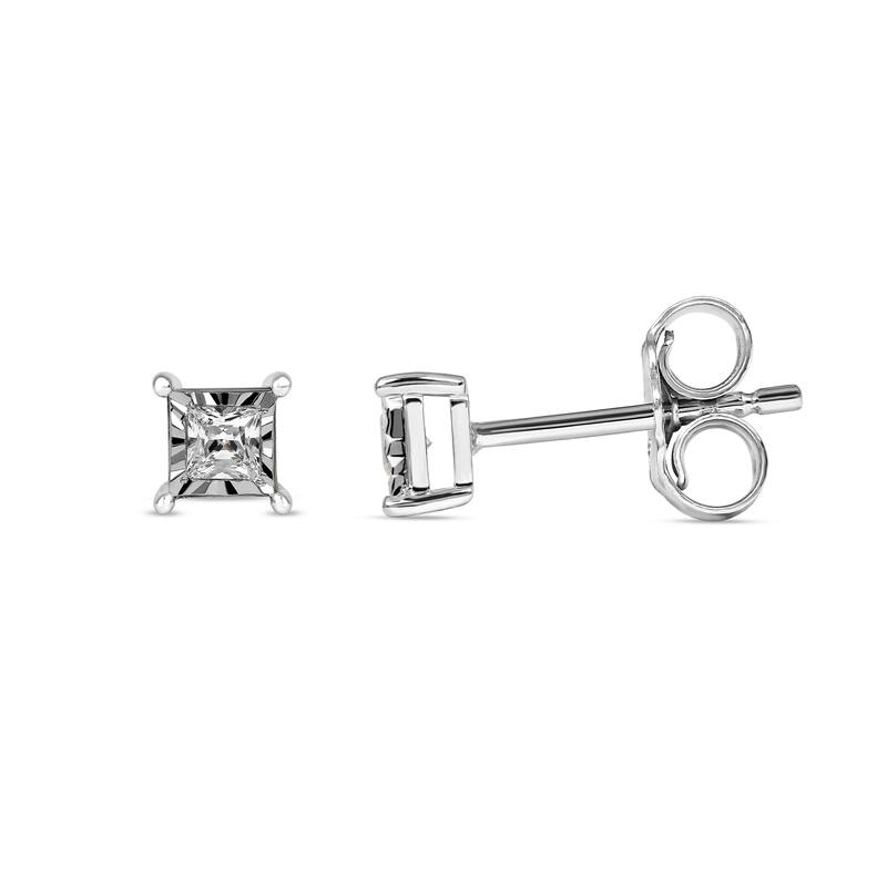 1/20ct to 3/4ct TDW Diamond Solitaire Stud Earrings in Silver for Women