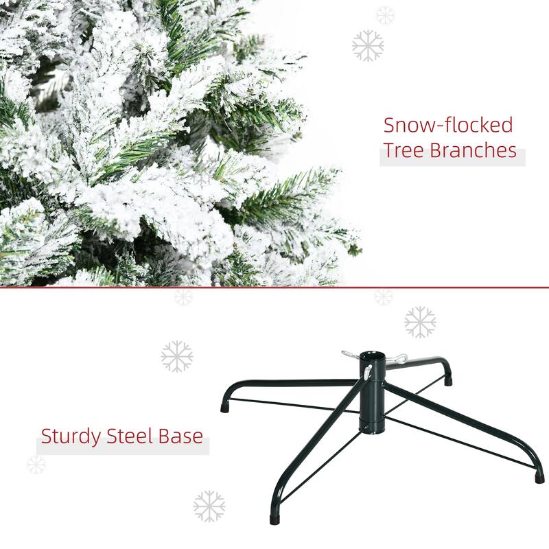 Realistic Snow-Flocked Christmas Tree with Pine Branches, 7.5ft or 9ft