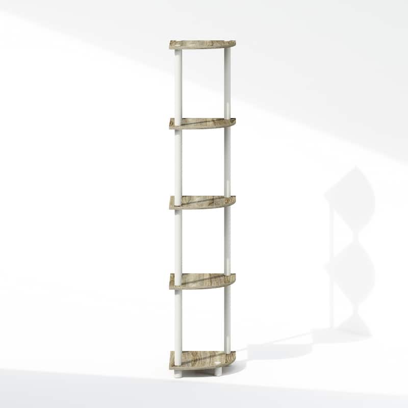 5 Tiers Wood Household Shelving Unit in Oak/White (11.6 in. W x 57.7 in. H x 11.6 in. D)