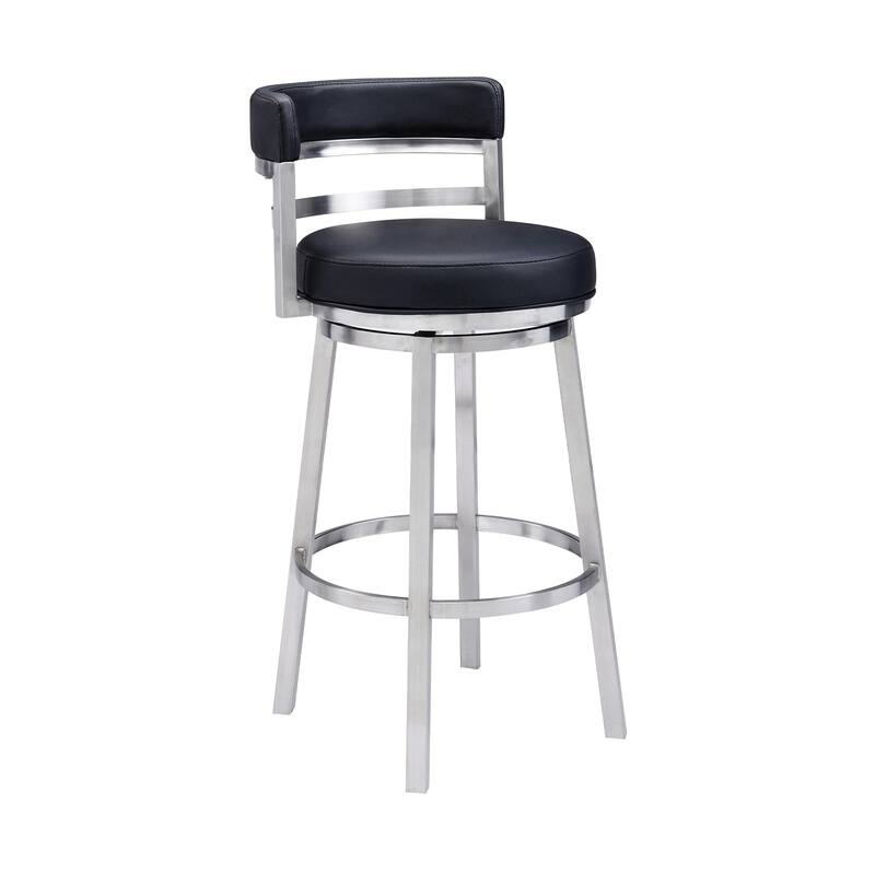 Modern Faux Leather Bar or Counter Height Swivel Bar Stool