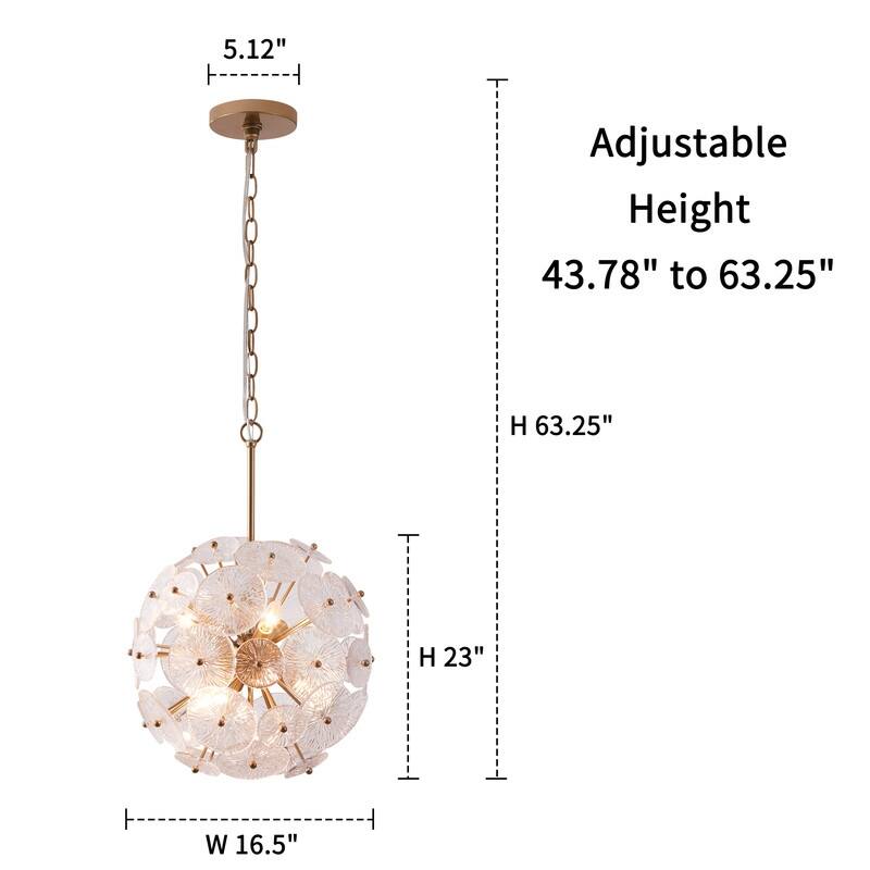 KAWOTI 6-Light Dimmable Sputnik Sphere Chandelier Pendant Lights - W16.5" * H 63.25"