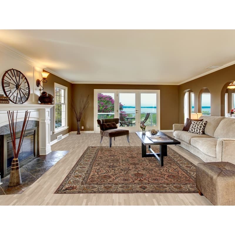 Hand Knotted Oriental 100% Wool Carpet Traditional All-Over Peach Tabriz Area Rug - 11' 2'' X 7' 7''