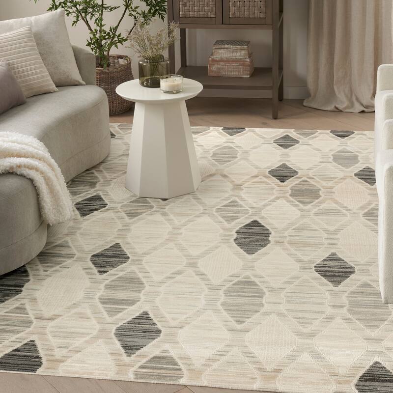 Nourison Serenity Home Indoor only Beige Geometric Area Rug