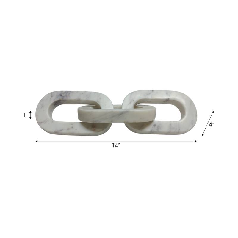 Marble Decorative Object Chain Link Sculpture Home Decor - 14" White - 14.0"