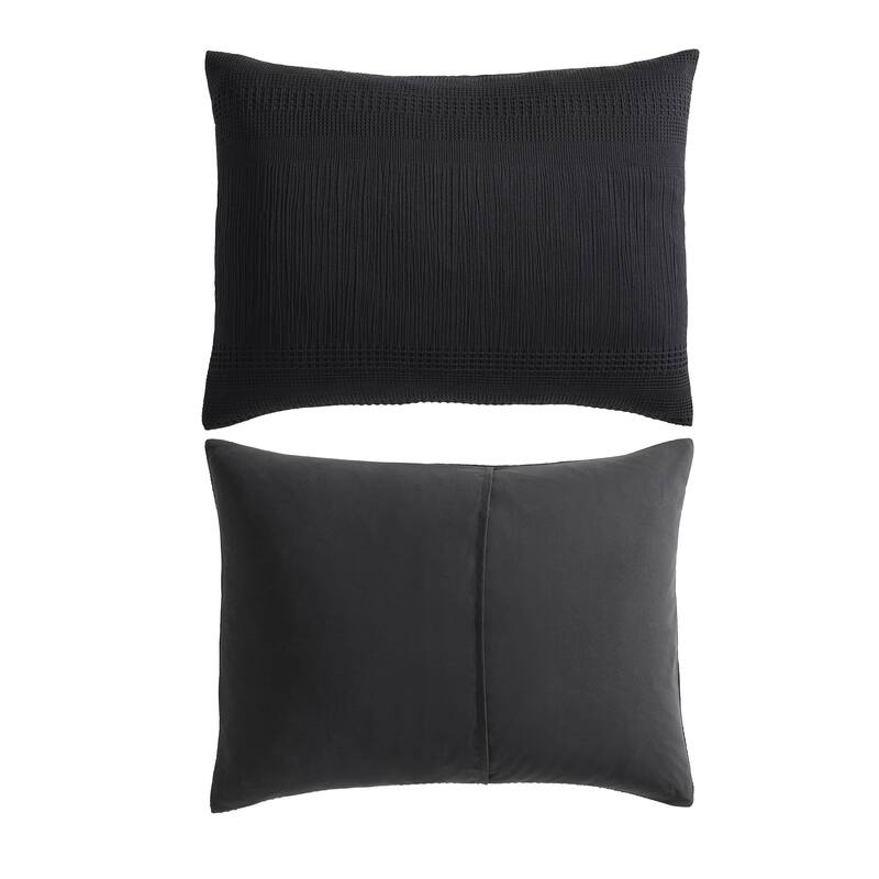 Kenneth Cole Variegated Waffle Black 14 Piece Comforter Bonus Set