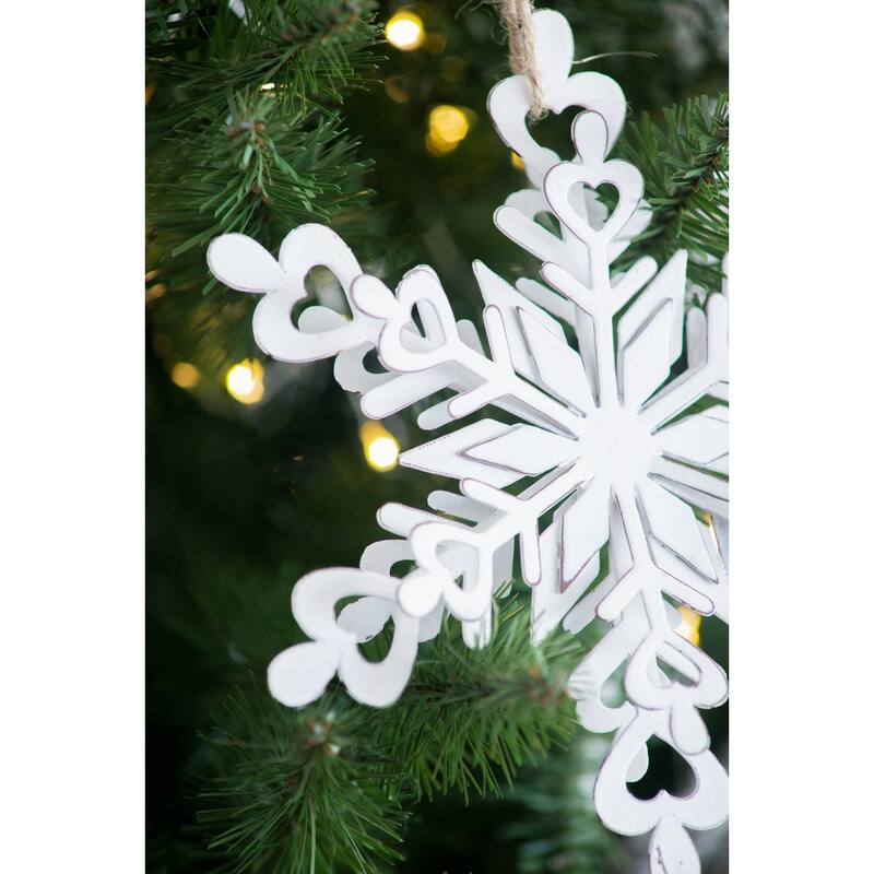 6.3x1.8x6.7" Iron Snowflake Hanger, Decorative Hanging Ball Christmas Tree Ornaments for Holiday Party Decorations, Set of 6