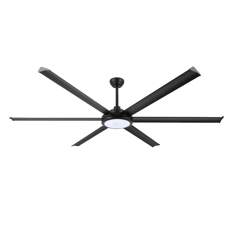 MLiAN 80 In. 6 Aluminium Blades Indoor Ceiling Fan with Light Kit and Remote - 80" - Black