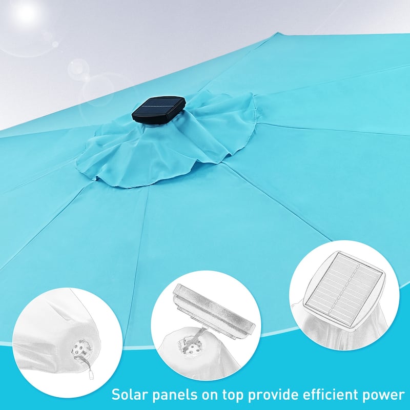 Autlaycil 10FT Solar Power LED Lights Patio Umbrella
