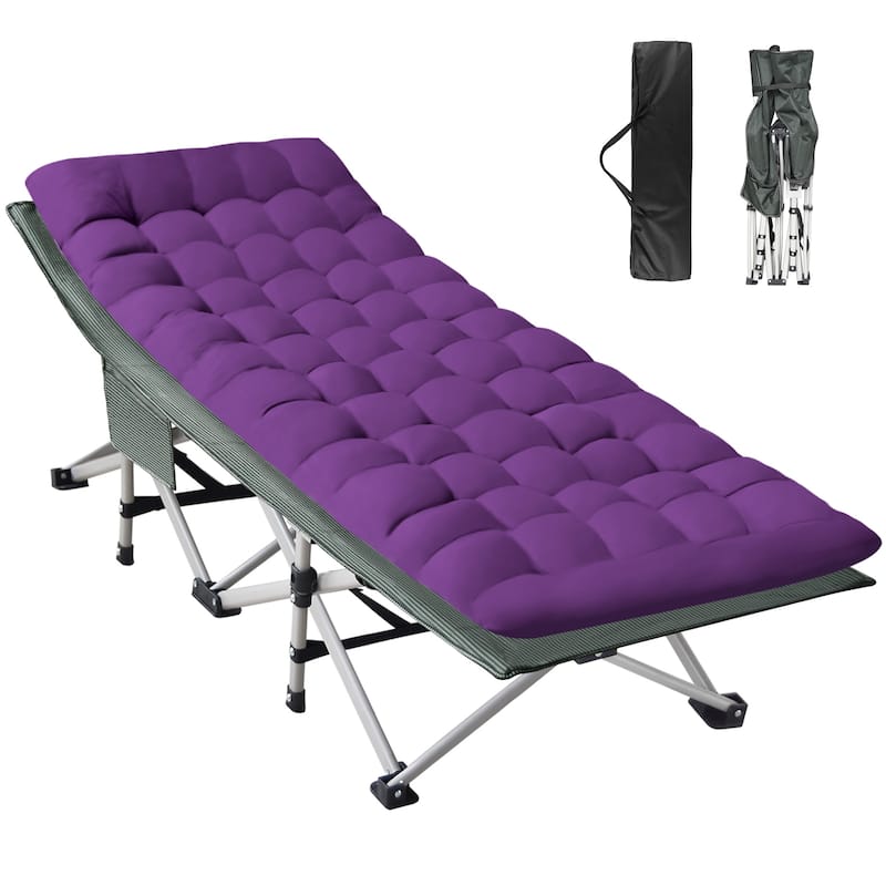 Outdoor Folding Camping Cots with Removable Cotton Mattress, 500 lbs