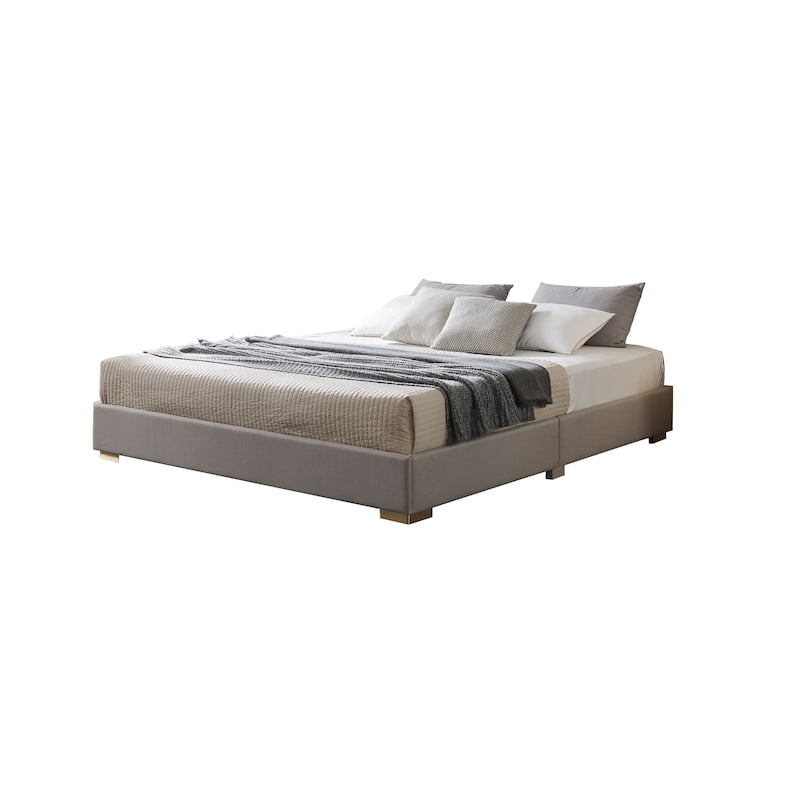 Lucas Collection Brown Wood & Metal Upholstered Platform Bed